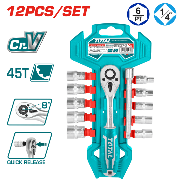 12 Pcs 1/4" socket set - THT14114126